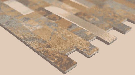 Muestra de mano vinilo compuesto efecto piedra Multi Slate/Gold mosaico azulejo pared backsplash MOS200-MSG_m