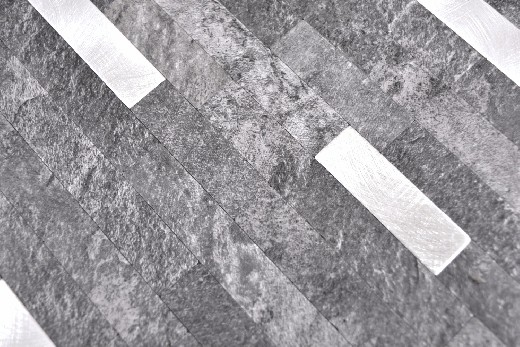 Muestra de mano vinilo compuesto efecto piedra cuarzo negro/plata pared azulejo backsplash cocina ducha baño MOS200-22BS_m