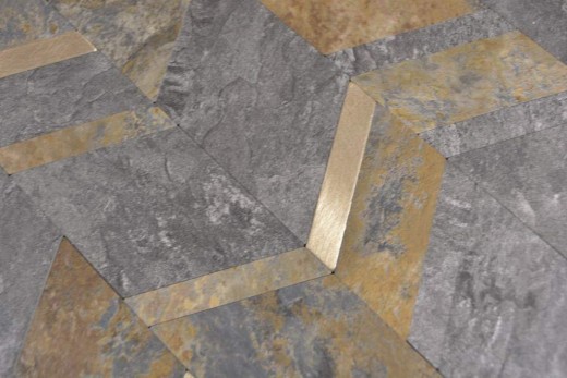Muestra en mano flecha vinilo efecto piedra Multi Rusty/Gold azulejo de pared MOS200-48MRG_m