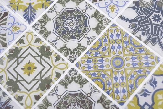 Muestra de mano Vinilo Cuadrados Retro color pared azulejo espejo MOSvinyl-retro_m