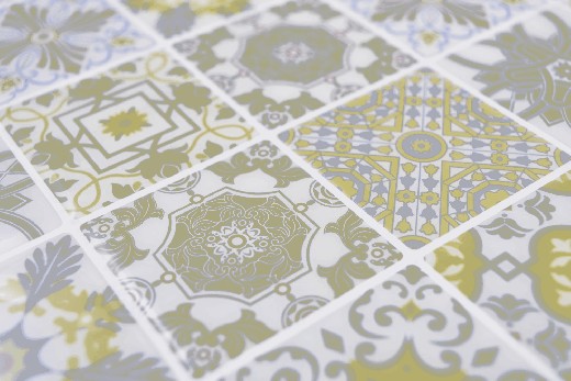 Muestra de mano Vinilo Cuadrados Retro color pared azulejo espejo MOSvinyl-retro_m