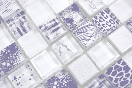 Muestra de mano azulejo de pared cuadrado Crystal mix super blanco MOS74-0203_m