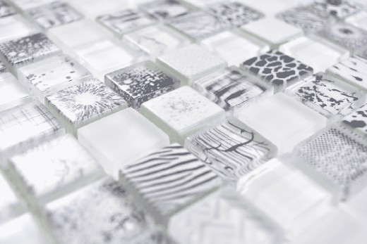 Muestra de mano azulejo de pared cuadrado Crystal mix super blanco MOS74-0203_m