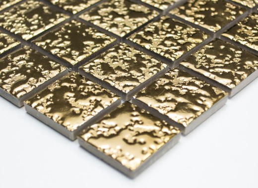 Muestra de mano mosaico azulejo cerámica oro martillado MOS18-0707_m
