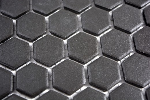 Muestra de mano azulejo mosaico cerámica hexágono negro sin esmaltar MOS11A-0304-R10_m