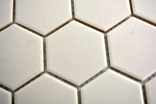 Muestra de mano azulejo mosaico cerámica blanco hexágono beige claro sin esmaltar MOS11B-1202-R10_m