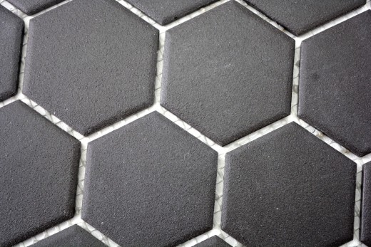 Muestra de mano azulejo de mosaico de cerámica hexágono negro sin esmaltar MOS11B-0304-R10_m