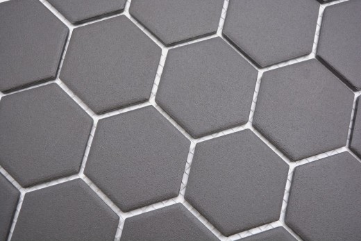 Muestra de mano azulejo de mosaico de cerámica hexágono negro sin esmaltar MOS11B-0304-R10_m