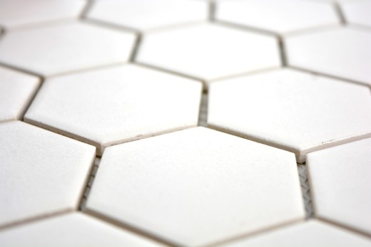 Muestra de mano azulejo mosaico cerámica hexágono blanco sin esmaltar MOS11B-0102-R10_m
