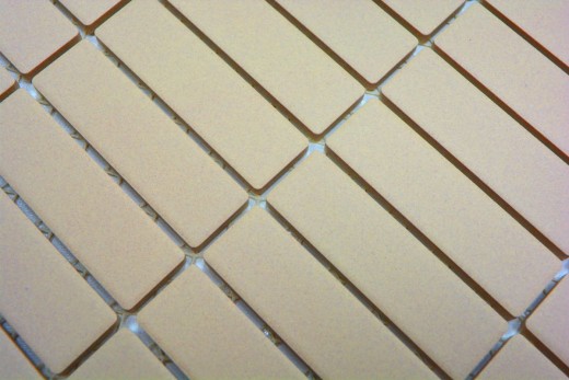 Muestra de mano mosaico azulejo cerámica barras beige claro sin esmaltar MOS24B-1211-R10_m