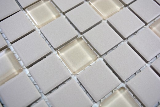 Muestra de mano azulejo mosaico cerámica gris claro vidrio sin esmaltar MOS18-0212-R10_m