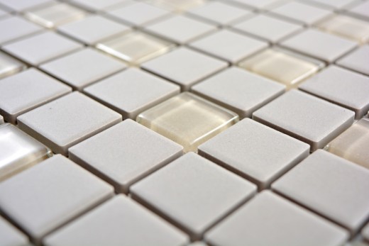 Muestra de mano azulejo mosaico cerámica gris claro vidrio sin esmaltar MOS18-0212-R10_m