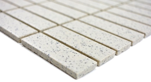 Muestra de mano azulejo mosaico cerámica crema blanco palos moteado sin esmaltar MOS24-0103-R10_m