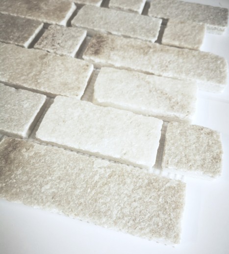 Muestra de mano mosaico azulejo pizarra piedra natural ladrillo blanco MOS34-0102_m