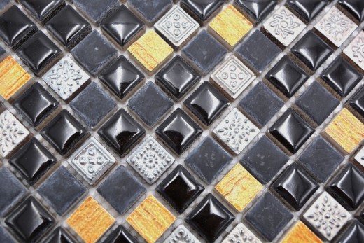 Mosaico Resina negro cobre Resina piedra negro cobre MOS92-0301_f
