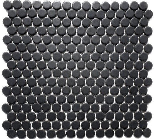 Mosaico de cerámica botón negro mate MOS10-0311_f