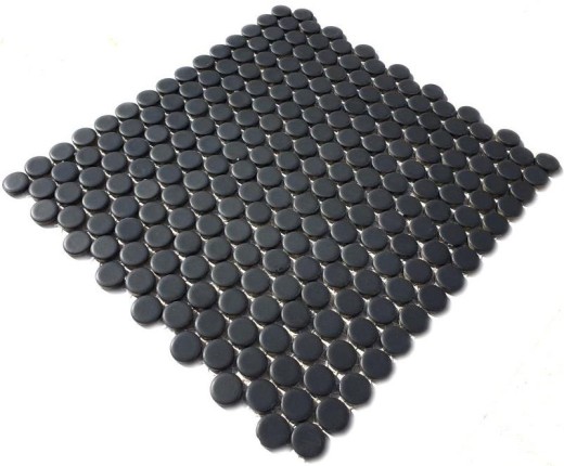 Mosaico de cerámica botón negro mate MOS10-0311_f