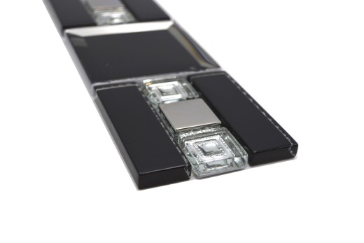 Borde de mosaico de vidrio mosaico negro plata moderno - MOS88-S89