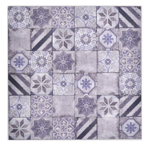 Estera de mosaico autoadhesivo aluminio aspecto retro multicolor púrpura gris África ornamento MOS200-U05_f