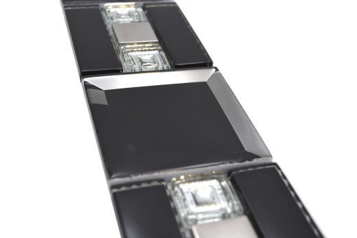 Borde de mosaico de vidrio mosaico negro plata moderno - MOS88-S89_f
