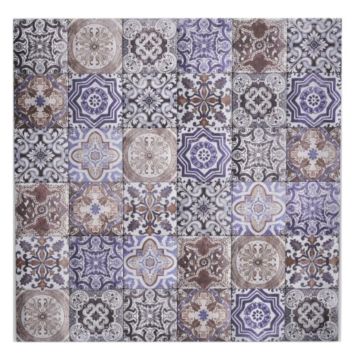Muestra de mano mosaico autoadhesivo estera aluminio aspecto retro multicolor púrpura crema marrón ornamento africano - MOS200-U03_m