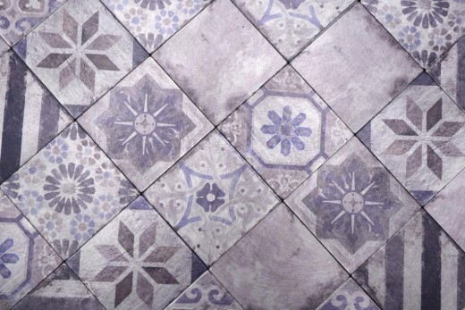 Muestra de mano mosaico autoadhesivo estera aluminio aspecto retro multicolor púrpura gris ornamento africano - MOS200-U05_m