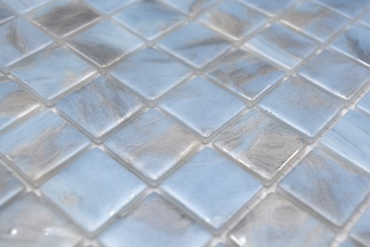 Muestra de mano mosaico azulejo piscina mosaico piscina mosaico azul claro jaspeado gris crema plata shimmer ducha pared ESPAÑA - MOS220-71252U_m