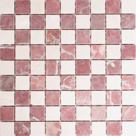 Muestra de mano mosaico azulejo mármol piedra natural crema beige rojo aleatorio MOS42-1004_m