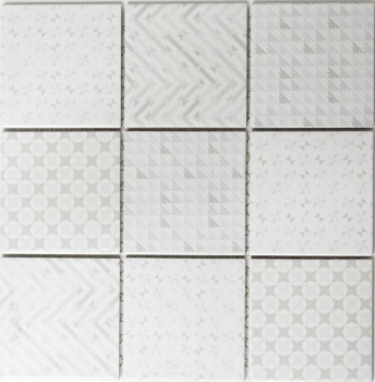 Muestra de mano retro vintage mosaico azulejo cerámica blanco Geo White MOS22B-1401_m