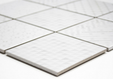 Retro vintage mosaico de azulejos backsplash pared de la cocina blanco Geo Blanco MOS22B-1401_f | 10 esteras de mosaico