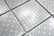 Retro vintage de cerámica gris Geo Grey MOS22B-1402_f | 10 esteras de mosaico