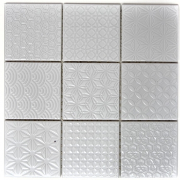 Muestra de mano retro vintage mosaico azulejo cerámica blanco Spirit blanco MOS22B-0104_m