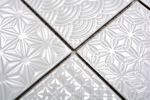 Retro vintage mosaico de azulejos de pared de cerámica blanca estructura de azulejos espejo de baño azulejo de la pared - MOS22B-0104