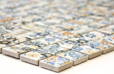 Mosaico de cerámica retro vintage blanco colorido flores mosaico azulejo backsplash MOS18C-1401