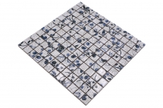 Mosaico de cerámica retro vintage blanco azul flor mosaico azulejo cocina splashback MOS18D-1404