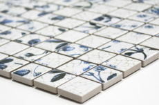 Mosaico de cerámica retro vintage blanco azul flor mosaico azulejo cocina splashback MOS18D-1404