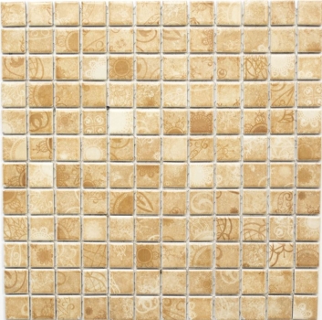 Muestra de mano mosaico azulejo retro vintage cerámica mosaico beige marrón cocina splashback MOS18D-1412_m