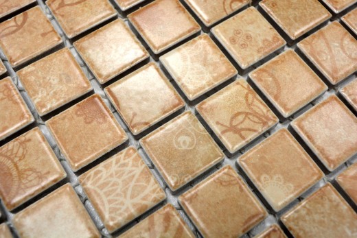 Mosaico de cerámica retro vintage beige marrón mosaico azulejo cocina splashback MOS18D-1412