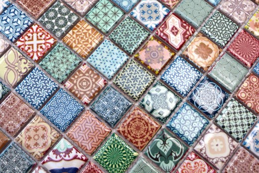 Mosaico de cerámica colorido mosaico azulejo aspecto español retro vintage MOS18D-1616