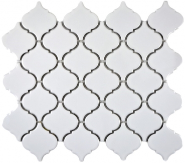 Muestra de mano retro vintage mosaico azulejo cerámica florentino blanco brillante MOS13-1WG_m