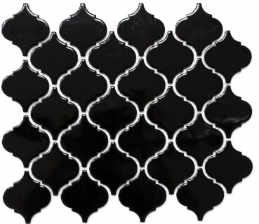 Florentino retro vintage mosaico azulejo de cerámica negro brillante azulejo de la pared baño cocina - MOS13-2BG