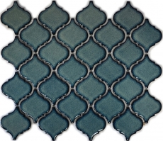 Florentino retro vintage mosaico azulejo de cerámica azul moteado brillante pared baño cocina aseo - MOS13-0408