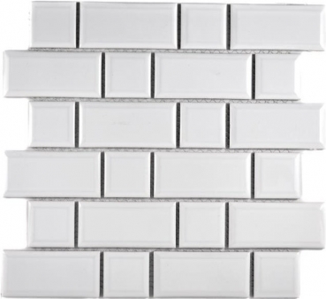 Muestra de mano Metro Subway mosaico azulejo cerámica blanco backsplash cocina pared MOS26WM-0101_m