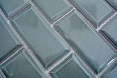 Metro Subway Azulejos Petróleo Gris Verde Facet Mosaico Azulejos de cerámica Backsplash Cocina Pared MOS26M-0218