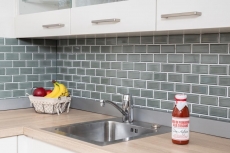 Metro Subway Azulejos Petróleo Gris Verde Facet Mosaico Azulejos de cerámica Backsplash Cocina Pared MOS26M-0218