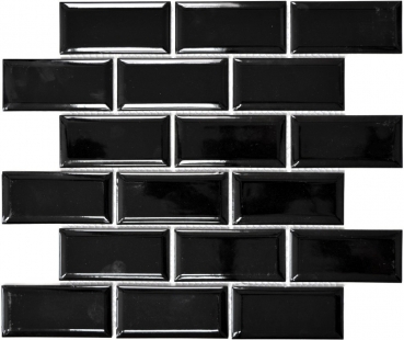 Muestra de mano Metro Subway mosaico azulejo cerámica azulejo backsplash cocina negro MOS26M-0303_m
