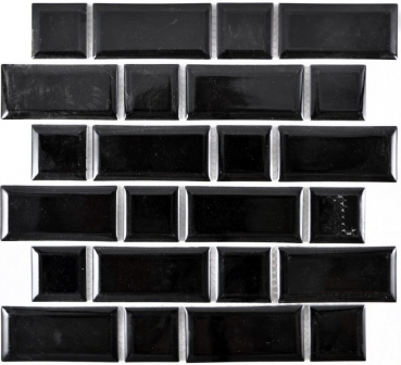 Muestra de mano Metro Subway mosaico azulejo cerámica negro azulejo backsplash cocina MOS26WM-0301_m