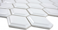 Retro 3D mosaico de azulejos de cerámica diamante metro blanco brillante azulejo backsplash cocina MOS13MD-0101