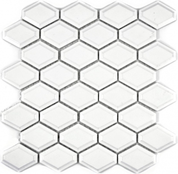 Mosaico de azulejos de cerámica diamante metro blanco mate azulejo backsplash cocina MOS13MD-0111_f | 10 esteras de mosaico