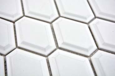 Mosaico de azulejos de cerámica diamante metro blanco mate azulejo backsplash cocina MOS13MD-0111_f | 10 esteras de mosaico